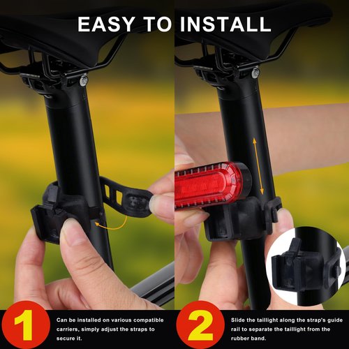 KunHe 4 Pack USB Rechargeable Bike Tail Lights Super Bright Bicycle Rear Safety Light with 4 Light Modes for Skateboards Strollers and Wheelchairs