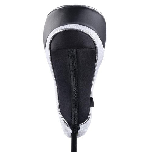 Andux Golf 460cc Driver Fairway Wood Head Covers with Zipper Closure Set of 3 (Black/White)