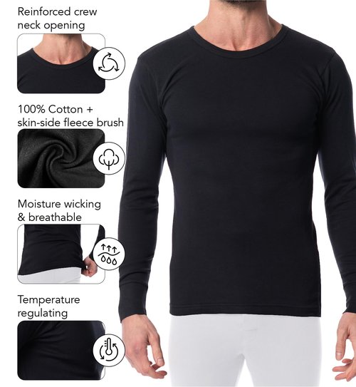 AMERICAN HEAVEN Men's Base Layer Thermal Underwear Set | 100% Cotton | Long Sleeve Top & Pant | Multi Packs