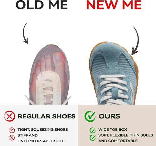 **Skiennix Barefoot Shoes | Women's Casual Sneakers with Wide Toe Box | Lightweight & Breathable Design**