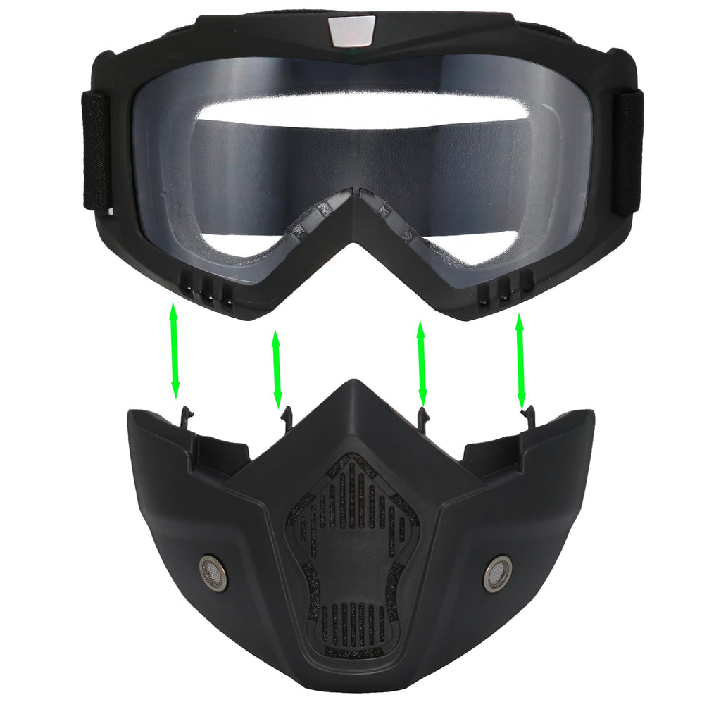 Paintball Mask Anti Fog,Airsoft Mask Full Face,Tactical Mask, Motorcycle Helmet Goggles with Removable Face Mask for Men Women (2Clear)