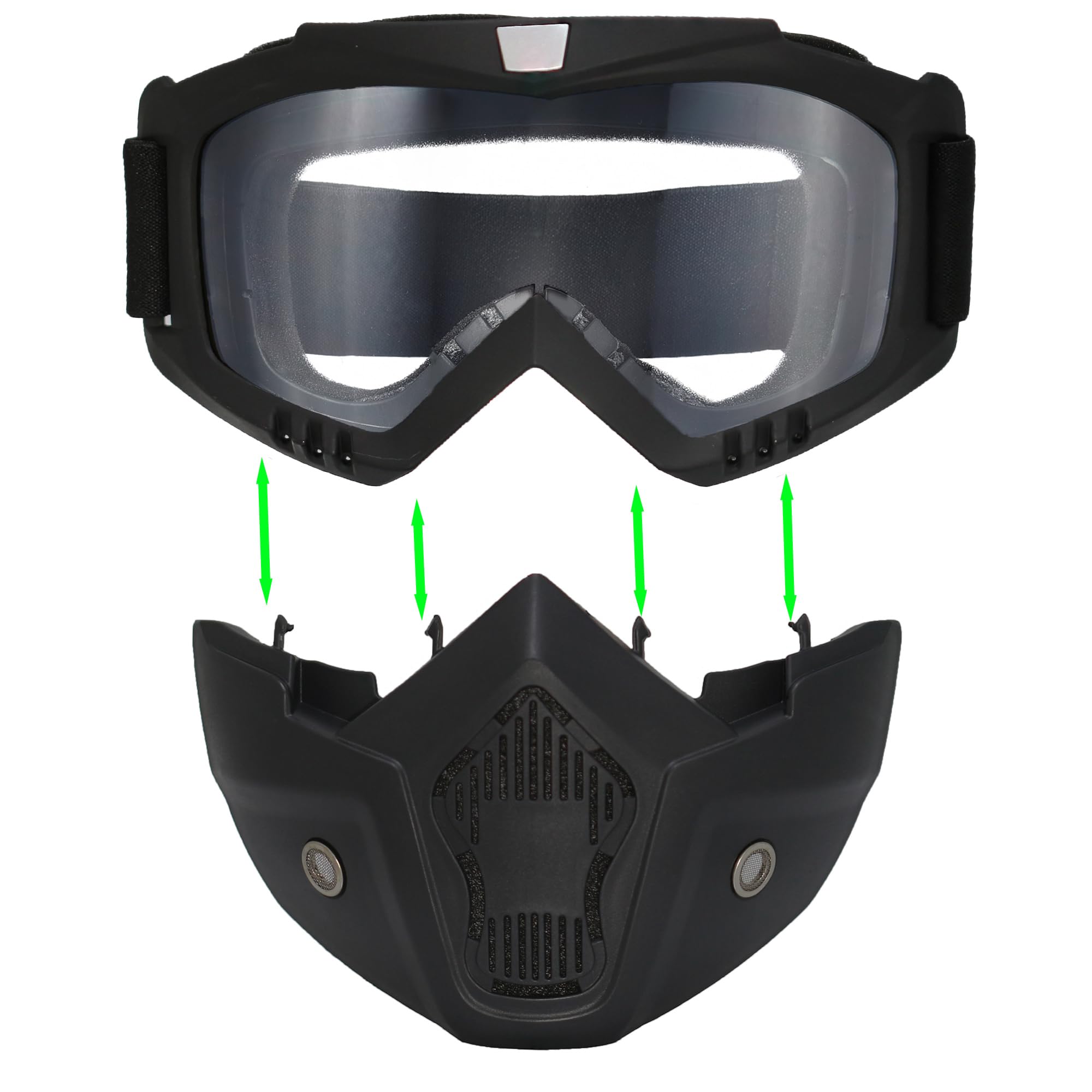 Paintball Mask Anti Fog,Airsoft Mask Full Face,Tactical Mask, Motorcycle Helmet Goggles with Removable Face Mask for Men Women (2Clear)