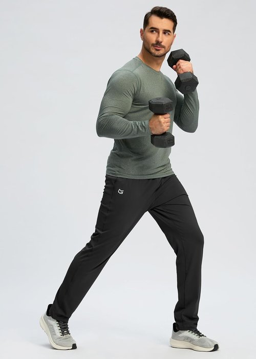 G Gradual Men's Athletic Track Pants - Stretch Tapered Joggers with Zipper Pocket for Gym & Running