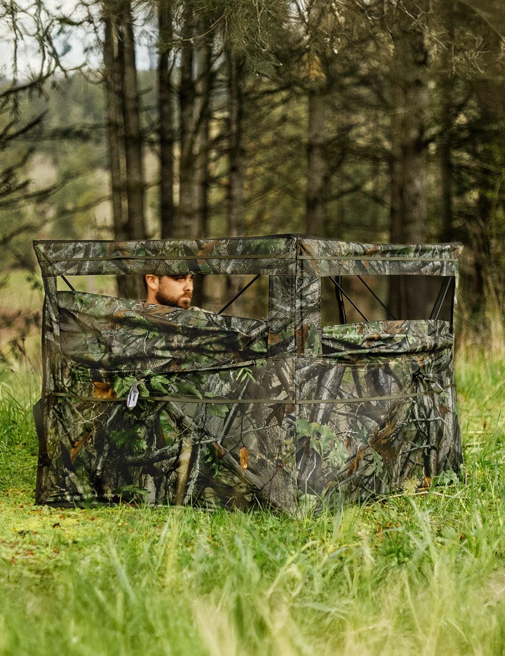 TIDEWE Hunting Blind for Turkey, 3-Panel Blind See Through with Carrying Bag, Silent & Covert Pop Up Ground Blind for 1-2 Person Lightweight Hunting, Next Camo G2 Green, Standard Height (34 in)