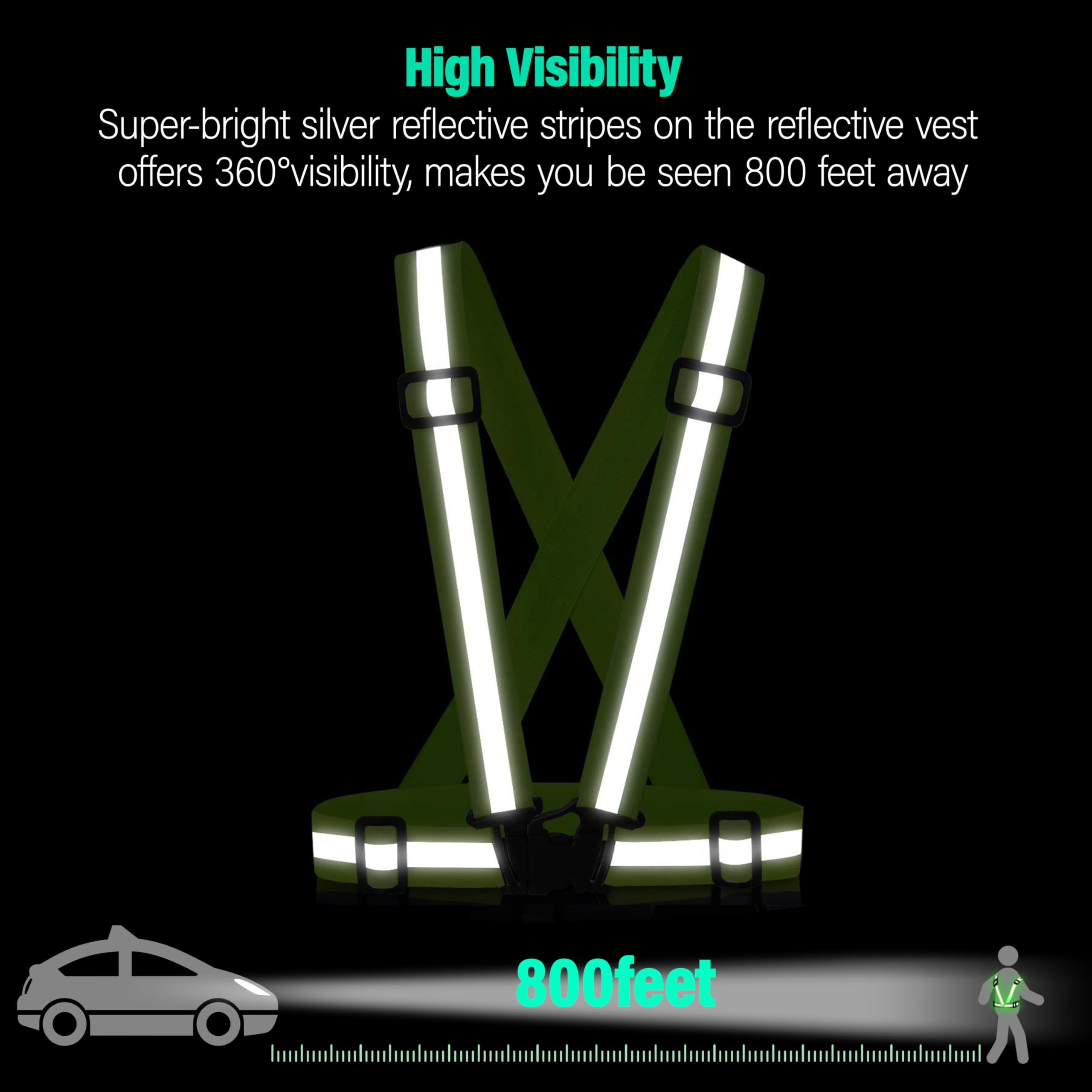 SAWNZC Reflective Vest Running Gear, 2Pack High Visible Safety VES for Cycling Jogging Running Walking, Adjustable for Men Women