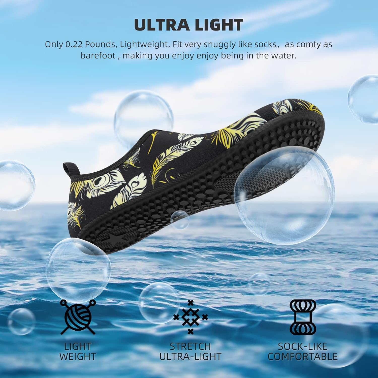 Skiennix Quick-Dry Water Shoes - Aqua Socks for Men & Women | Ideal for Beach, Yoga & Pool Activities