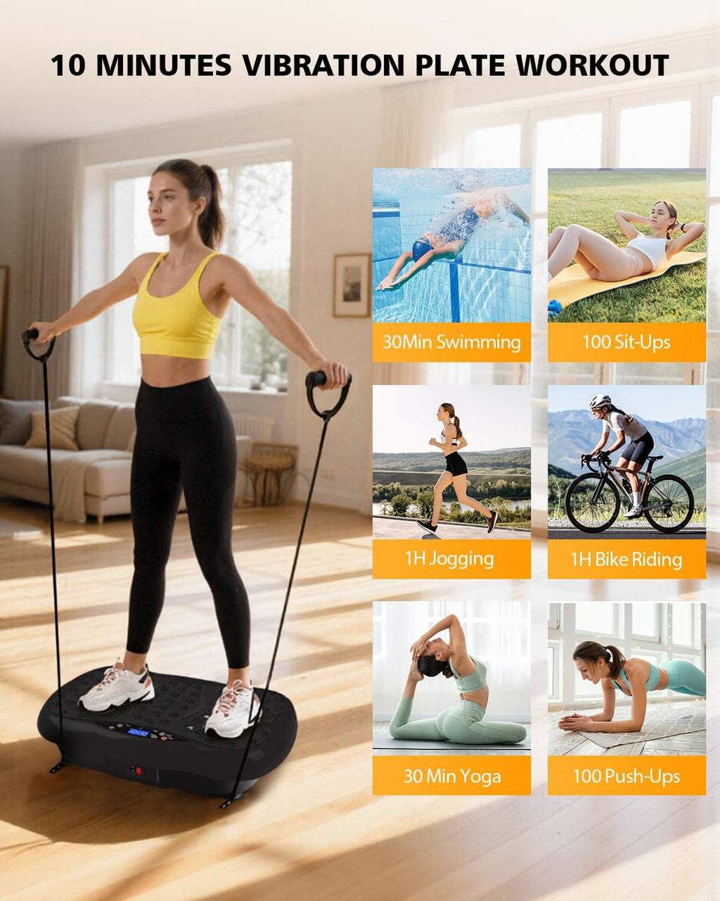 Skiennix Vibration Plate Exercise Machine - 10 Auto Modes & 200 Levels for Weight Loss | 450lbs Capacity