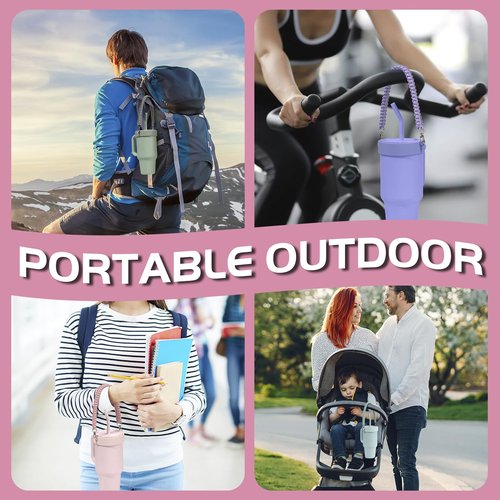 Greant Water Bottle Handle for HydroFlask Tumbler Handle 40oz & 32oz, Strap for HydroJug 40oz Tumblers, Tumbler Carrier for BruMate 40 oz, Light Pink