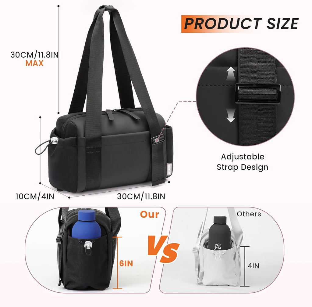 SKYSPER Small Gym Bag for Women - Lightweight Waterproof Mini Tote with Wet Compartment | Stylish Black Duffle for Sport & Commute