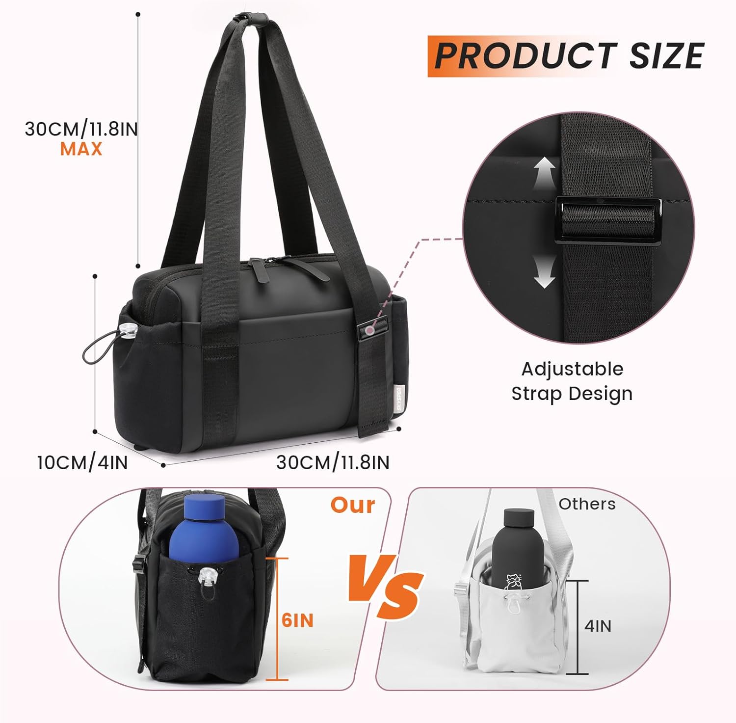 SKYSPER Small Gym Bag for Women - Lightweight Waterproof Mini Tote with Wet Compartment | Stylish Black Duffle for Sport & Commute