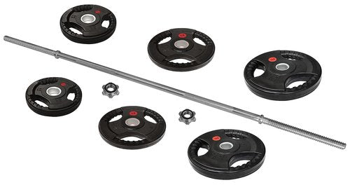Fitvids Cast Iron Standard Weight Plates Including 5FT Standard Barbell with Star Locks – 45-Pound Set (35 Pounds Plates + 10 Pounds Barbell) – nan – Black
