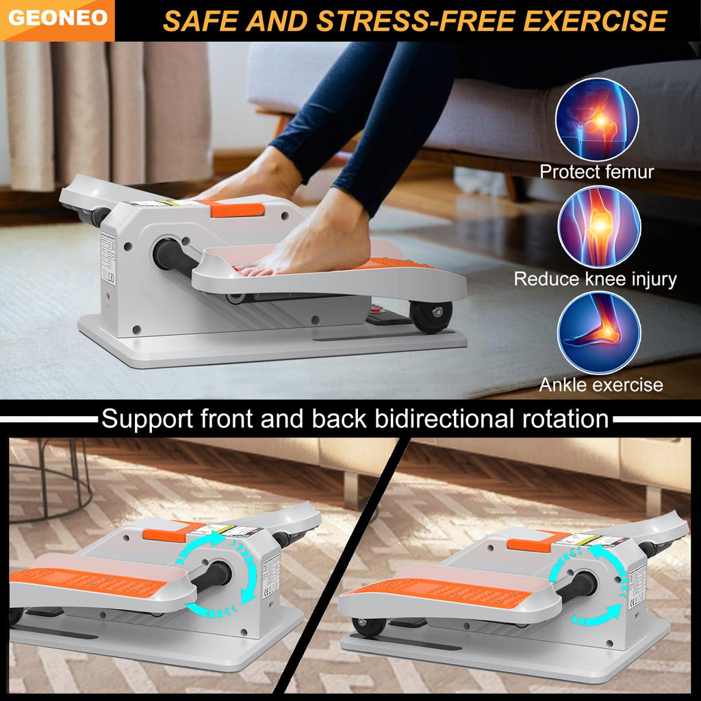 Under Desk Elliptical Machine, Electric Elliptical Exerciser for Senior, Quiet and Small Electric Seated Pedal Exerciser for Home with Remote Control and 12 Adjustable Speeds (White-pro)