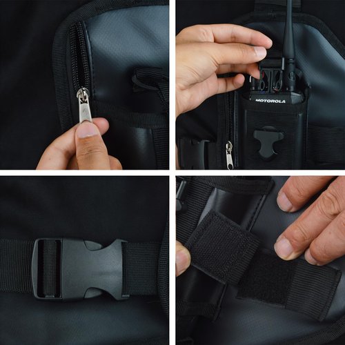 UAYESOK Universal Tactical Chest Rig Radio Pouch Holder, Walkie Talkie Shoulder Harness with Tool Pocket for Hunting, Hiking, Firefighter, Police, Search and Rescue(Black)