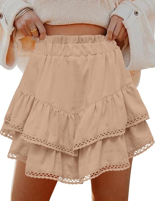 LOMON Flowy Skorts for Women - High Waist Ruffle Tiered Mini Skirts for Tennis & Golf | Casual Style