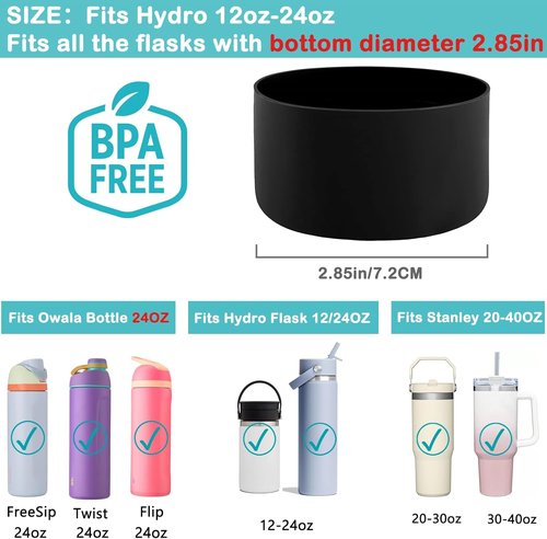 HEYSKAY Protective Silicone Boot for Hydro Flask Water Bottle Wide Mouth Water Bottle Anti-Slip Silicone Boot Bottom Protector Water Bottle Accessories