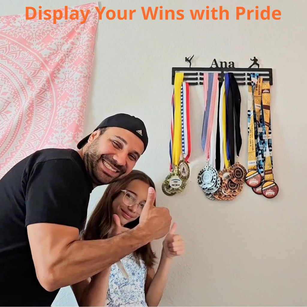 Tegik Personalized Medal Hanger Display, Custom Medal Holder for Awards and Trophies, Easy to Install with Mount Kit