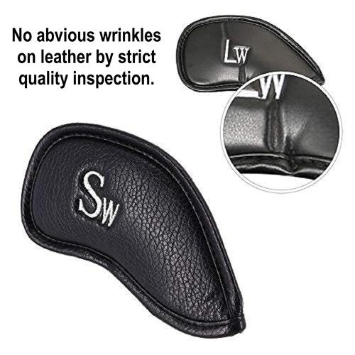 Craftsman Golf 12pcs Thick Synthetic Leather Golf Iron Head Covers Set Headcover fits All Brands Callaway Ping Taylormade Cobra Etc.