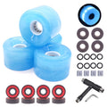 LONTOHCE Skateboard Wheels Cruiser Skateboard Wheels 65mm 78A with Skateboard Kit, Bearings and Spacers (Blue)