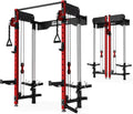 WM3-V4 Folding Squat Rack - Wall Mounted Power Rack with Dual Pulley System & 5 Adjustable Modes