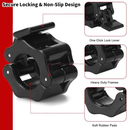 4 Pack Dumbbell Barbell Clamps 30mm, Quick Release Weight Bar Collars, Secure Locking Barbell Clips for Weightlifting, Workout, Strength Training & Fitness Accessories (Black)