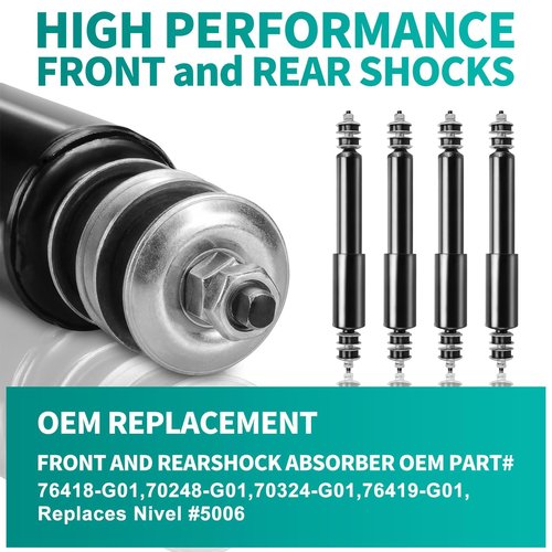 EZGO TXT Shocks 1994-up EZGO Golf Cart Front and Rear Shock Absorbers Set Fit for Gas and Electric Medalist EZGO TXT Golf Carts Replaces OEM #70248-G01, 76418-G01, 70324-G01,Nivel Part #5006