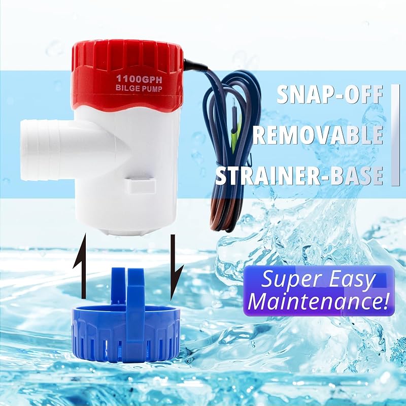 12V 1100 GPH Non-Automatic Submersible Bilge Pump - Variation: Bilge Pump 1100GPH