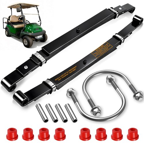Cartalia Upgraded Heavy Duty Rear 4-Leaf Springs Kit for Club Car Precedent 2004-Up, Tempo & Onward 2017-Up Golf Cart Suspension with Bushings Sleeves U-Bolts Replace #102509301 102513001 Load Support