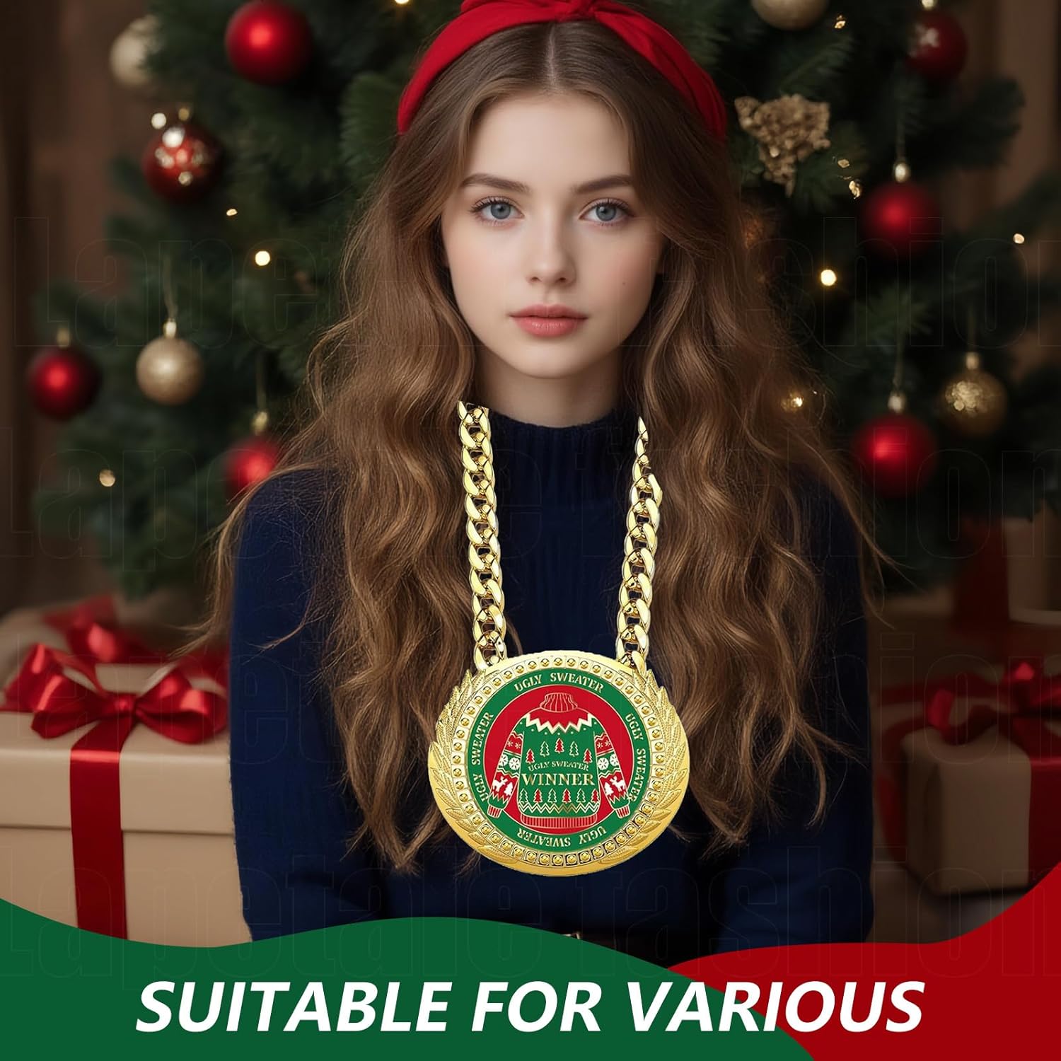 Skiennix Turnover Chain - 6" Gold Awards Medal Goat Trophy Necklace for Sports Achievements | MVP Gift