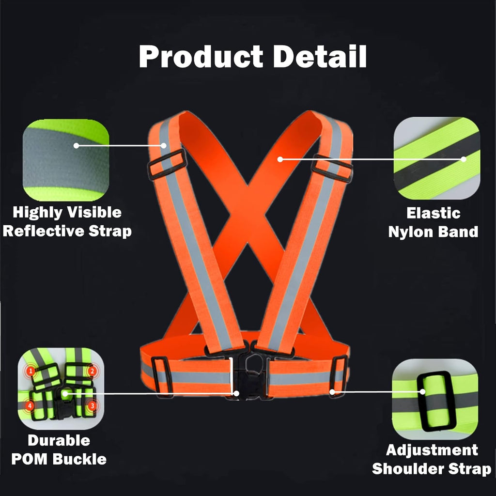 Reflective Strap Safety Vest by Skiennix - Adjustable High-Visibility Running Gear for Men & Women | 2-10 Pack