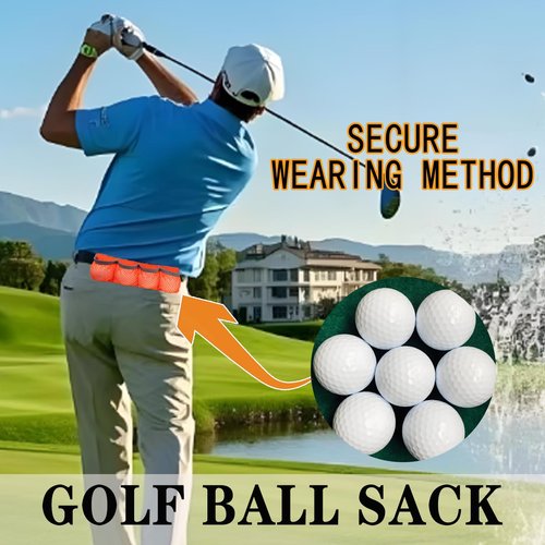 WENQUSEN Golf Ball Storage Bag with 4 Compartments, Orange Mesh Design, Belt Attachment for Convenient Carry