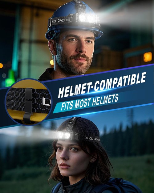 Headlamp Rechargeable 2PCS,4500L Super Bright Light Bright LED Rechargeable Headlight with White Light, Waterproof Head Lamp with Headband for Outdoor Camping, Hiking,Camping Essentials,Working