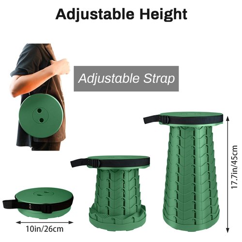 Hesanzol Upgraded Collapsible Stool for Adults, Portable Telescoping Foldable Seat Retractable for Camping Garden Hiking Travel, Adjustable Telescopic Max Load 400lbs