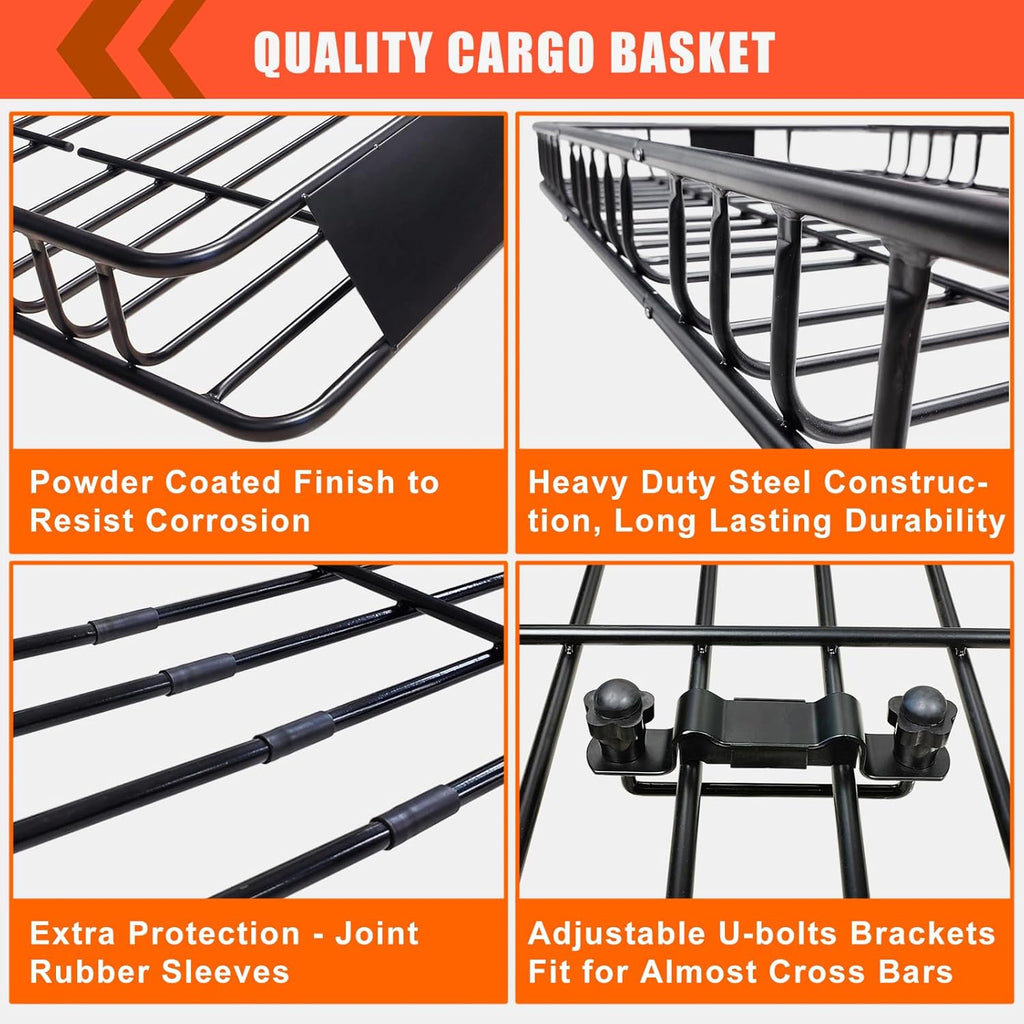 Skiennix Roof Rack Carrier Basket - Waterproof Cargo Bag 20 Cu Ft | Universal Fit, 200 Lbs Capacity