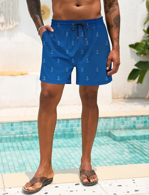 Lzzidou Men's Swim Trunks - Quick-Dry Board Shorts with Mesh Liner | 5-Inch Inseam