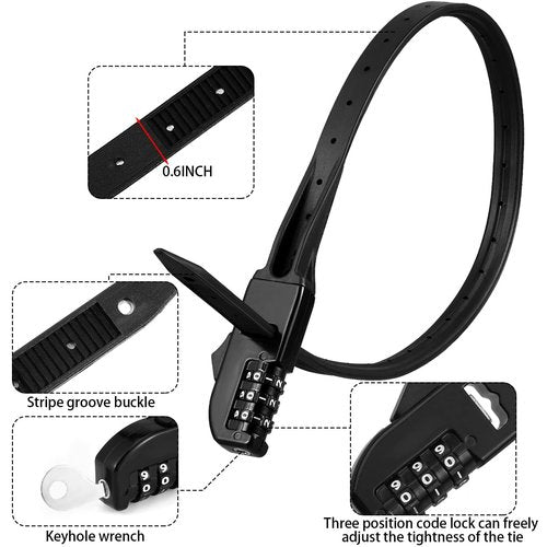 Qunclay Zip Tie Bike Combination Cabinet Refrigerator Locks Bicycle Cable Combo Multi Purpose Security Rack Motorcycle Helmet Lock for Ski French Door Outdoor(Black,2 Pack)
