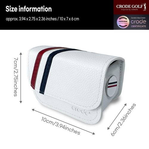 CRODE Golf Ball Bag and Tee Holder with Ball Marker, 3 in 1 Golf Ball Storage Carry Pouch, Premium Leather (2-Ball)