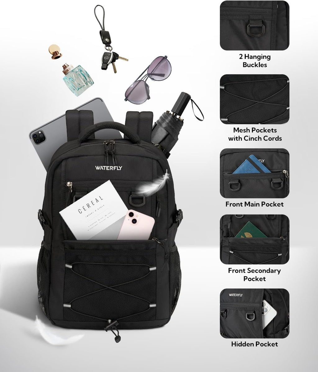 WATERFLY Lightweight 22L Travel Hiking Backpack - Versatile Casual Daypack for Outdoor Adventures