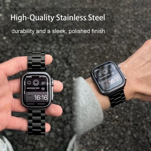 Compatible with ALPHAGEAR Smartwatch Bands, 22mm, 24mm Quick Release Stainless Steel Metal Replacement Straps Compatible with ALPHAGEAR Bravo II, Raptor, Commander, Juliet Smartwatch (Black, 24mm size band)