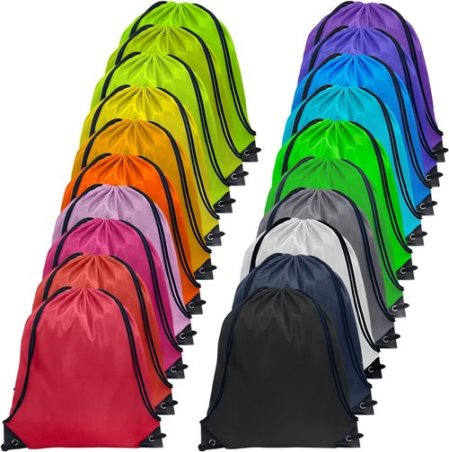 GoodtoU Drawstring Bags - 40 Pack Nylon Cinch Gym Backpacks in 20 Vibrant Colors