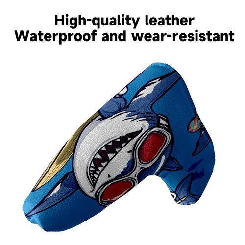Golf Club Head Covers for Blade Putter, Waterproof Leather Headcovers for Golf Clubs, Ideal Golf Accessories Gift for Men Women (Shark)