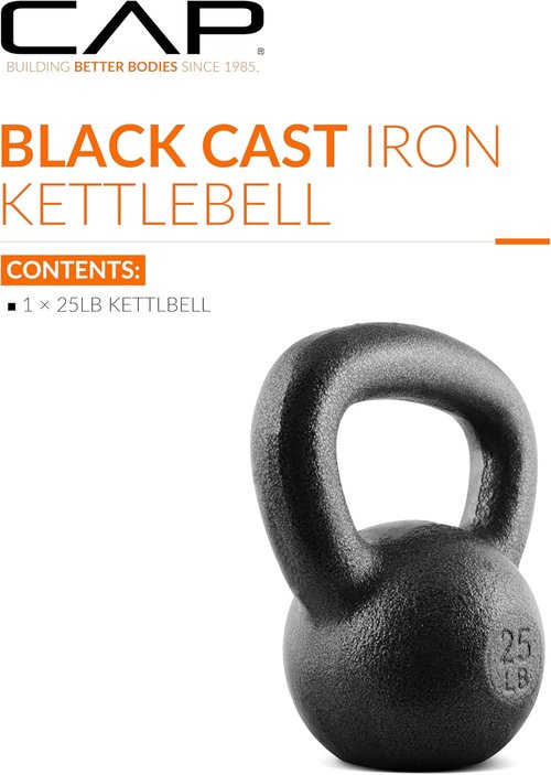 CAP Barbell Cast Iron Kettlebell - Durable Coated Finish, Available in Multiple Weights & Sets