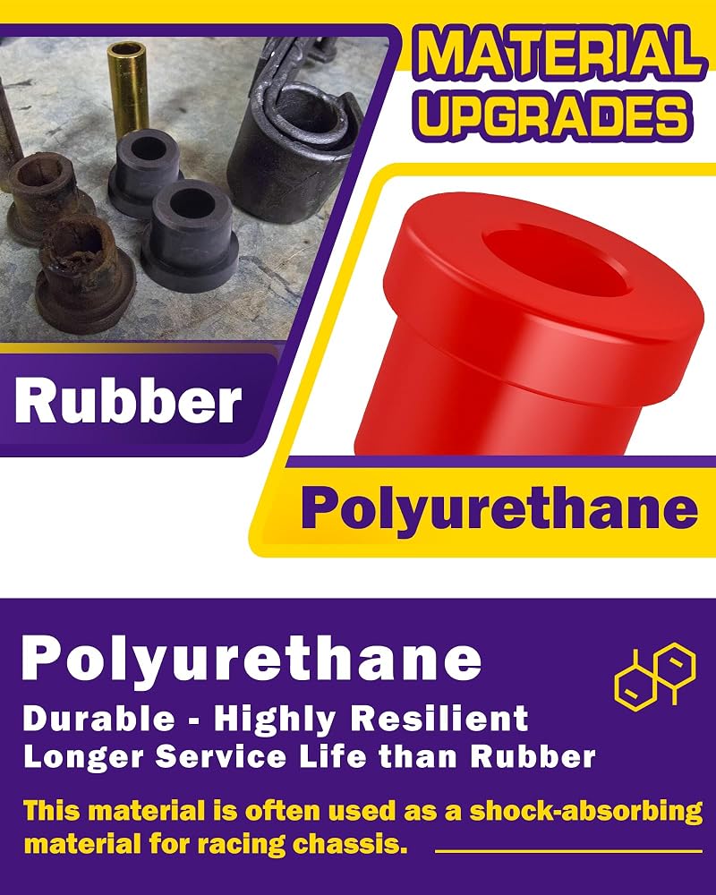 Polyurethane Rear Bushing Set for Club Car Precedent (2004-2026) - 12Pcs Kit with Sleeves