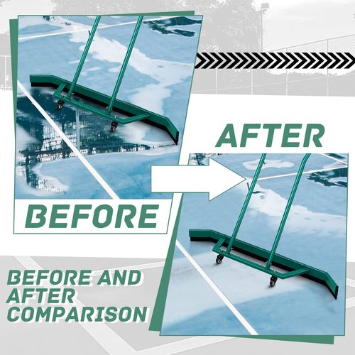Leyndo Sport Tennis Court Squeegee 55.1x9.5x46.5 Inches Floor Squeegee Heavy Duty with Handle Aluminium Alloy, Green Wheel Commercial Water Remover Professional Accessories Squeegee Broom