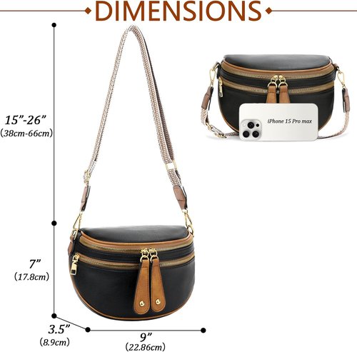 KKXIU Crossbody Sling Bag for Women Trendy Fanny Pack Vegan Leather Chest Bag | Trendy