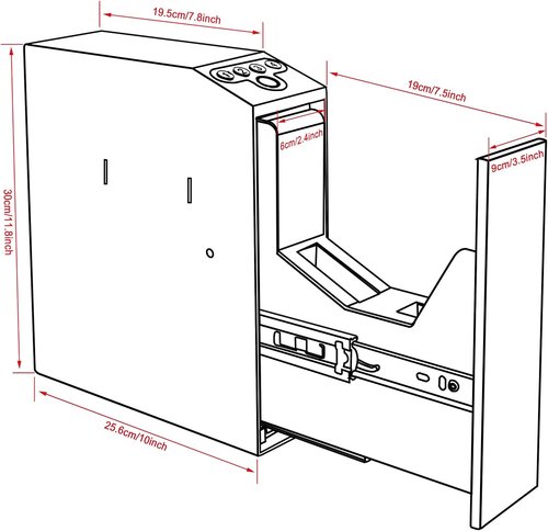 Biometric Slider Handgun Safe - Auto Sliding Door with Fingerprint, PIN Code & Key Access | Ideal for Nightstand & Truck