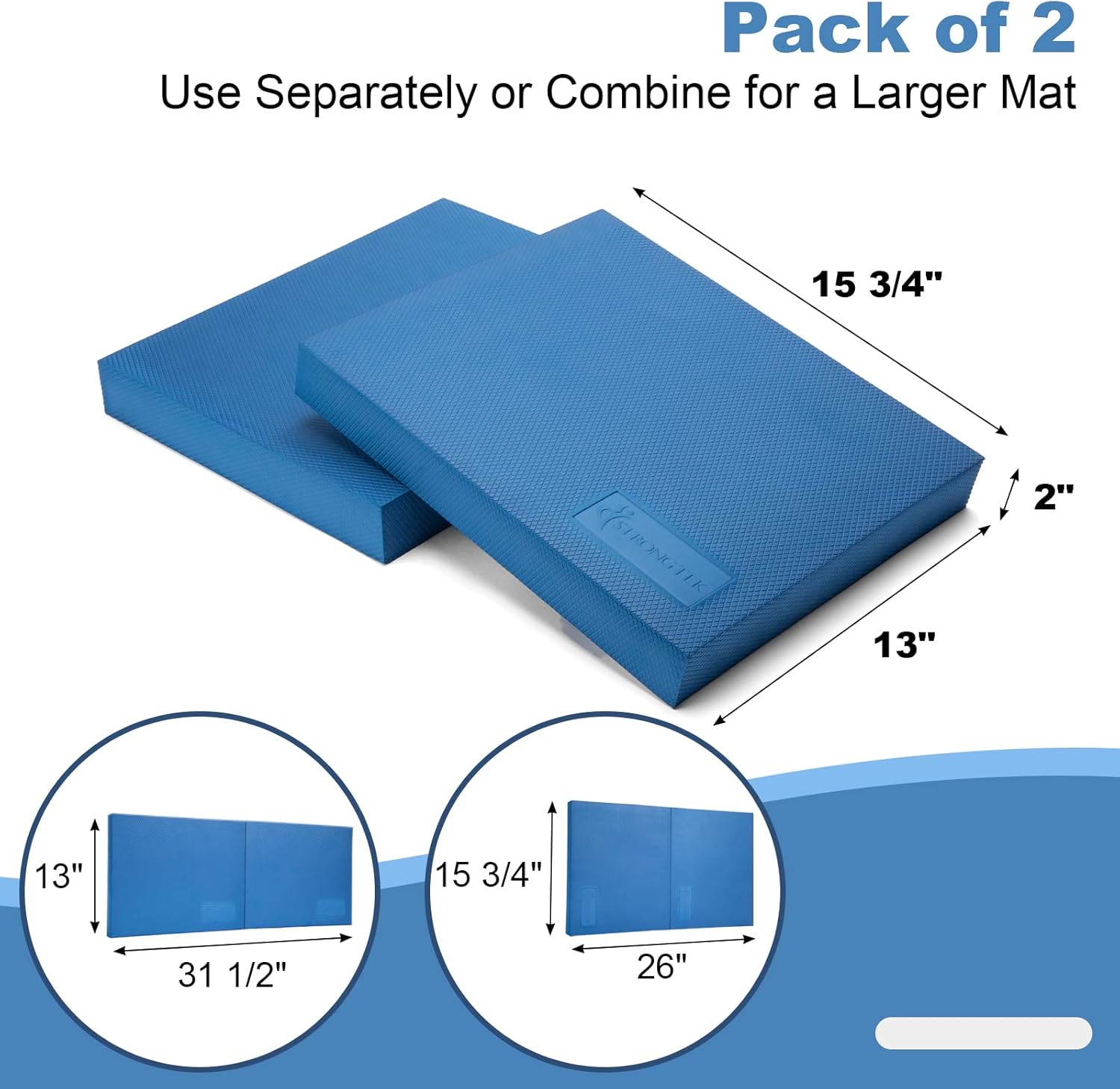 StrongTek Foam Exercise Balance Pad - Non-Slip, Water-Resistant, 15.8" x 13" x 2" for Yoga & Therapy