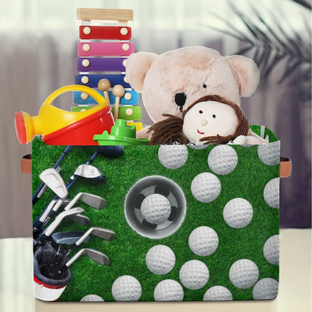 Skiennix Golf Ball Storage Basket - Foldable Fabric Organizer with Handle | Ideal for Home & Office