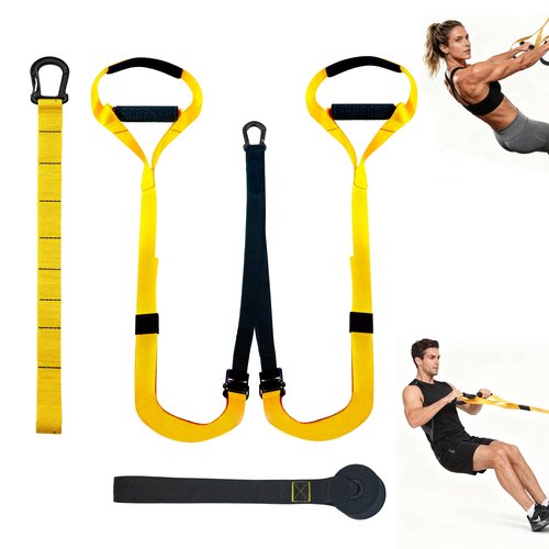Home Resistance Training Kit, Full Body Workout Straps with Handles, Heavy Duty Bodyweight Resistance Bands, Door Anchor for Home Gym, Portable Indoor & Outdoor Fitness Equipment(Yellow)