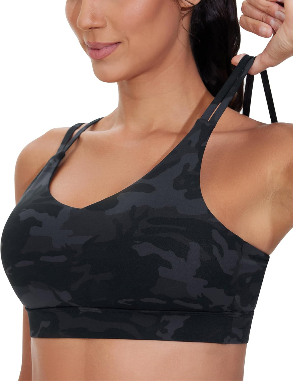 The Gym People Women's Sports Bra - Supportive Double Spaghetti Strap with Padded Design