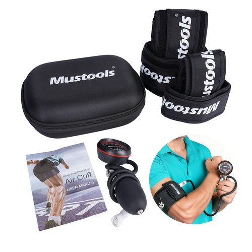 Blood Flow Restriction Bands 4 Pack Set with Pressure Gauge, Professional Grade Arms, Legs Occlusion Bands for Men Women Glutes Workout, Blood Flow Restriction Cuffs, BFR Training Bands Black